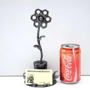 Visitenkartenhalter Scarp Metallskulptur, Blumenmetallskulptur, Eisenjubiläumsgeschenke, Geschenke für Ehemann, Wow Muttertagsgeschenk für sie