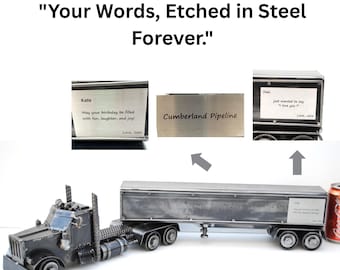 Personalized Metal Semi Truck, Custom Engraved 18 Wheeler, Unique Trucker Gift