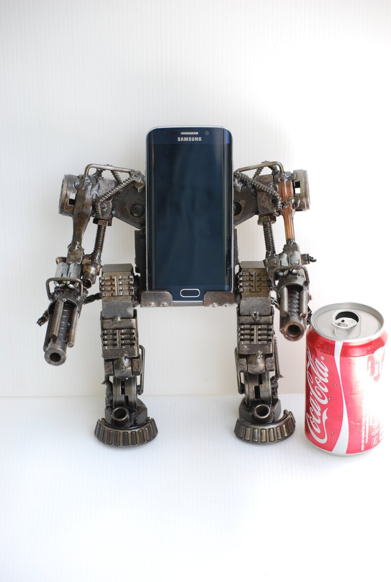 Robot Phone Holder Hand Made Home Decoration Decorative Art Etsy