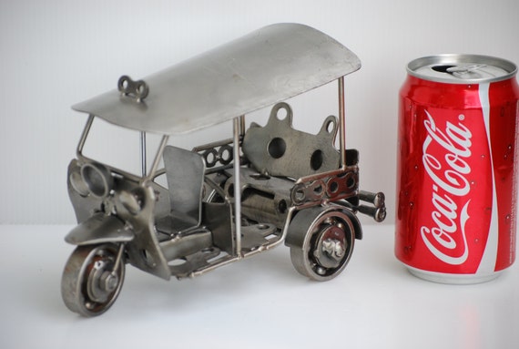 Tuk Tuk 3-Rad-Auto Metallmodell handgemachte Hauptdekorationskunst