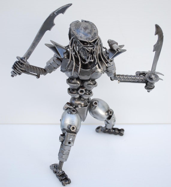 One-of-a-kind Predator Scrap Metal Sculpture, Handmade Recycled Steel Art, Father day Gift for Him
