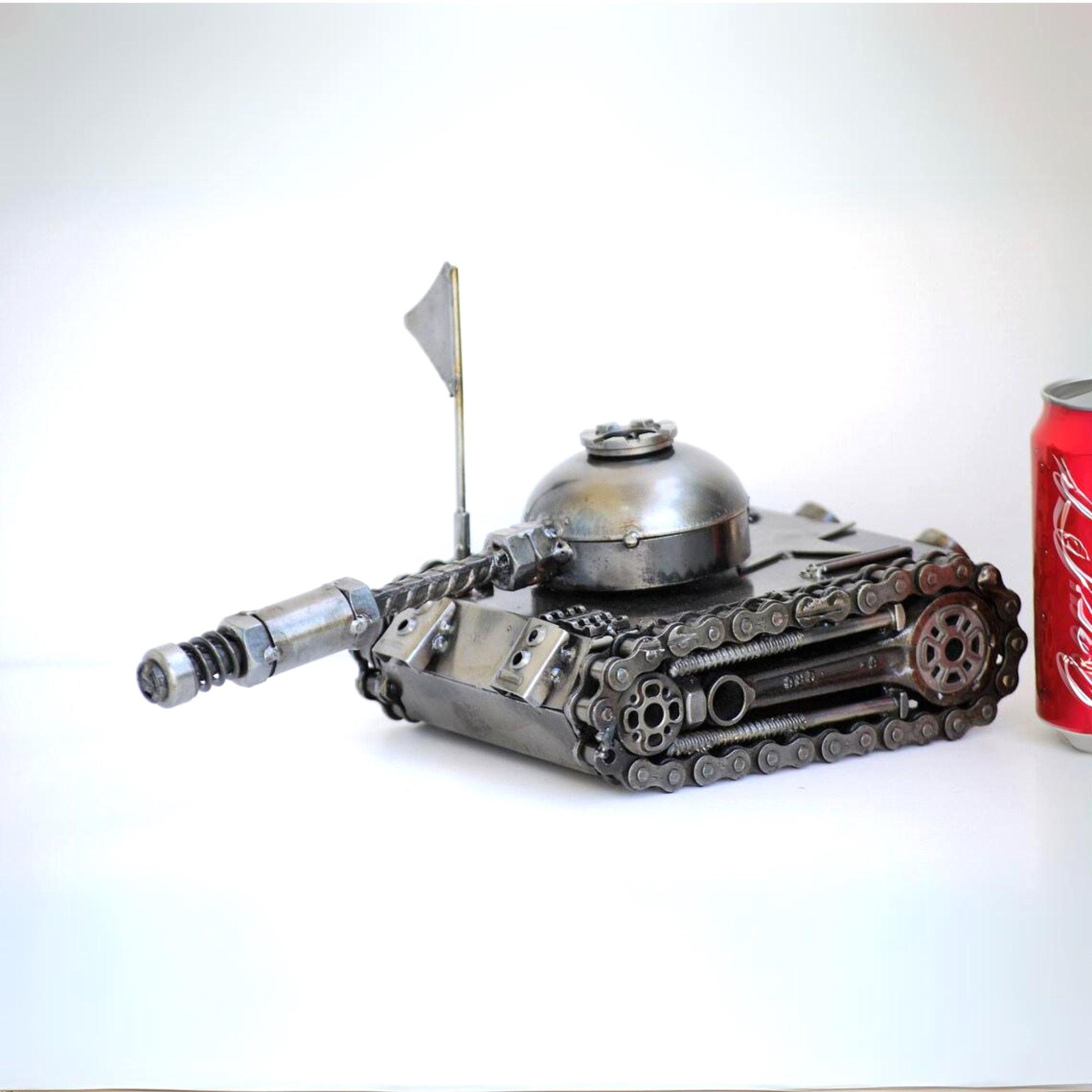 One-Of-A-Kind Metal Tank Sculpture, Industrial Fantasy Décor, Valentine Gift For Him