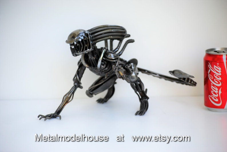 Xenomorph METAL SCULPTURE Monster Model Recycled Handmade Art | Etsy