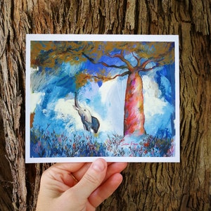 Blue elephant, greeting card
