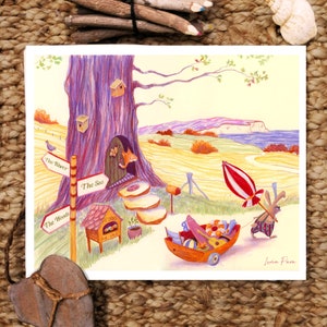 Bunny goes to the sea, greeting card