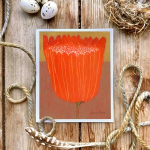 Red tulip, greeting card