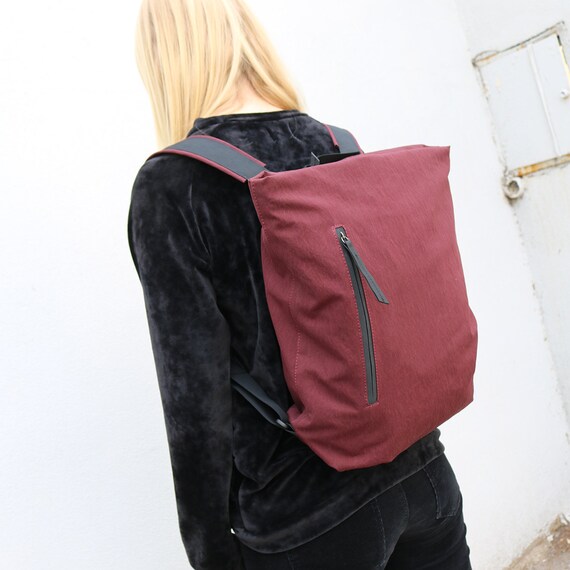 Vegan lightweight Backpack Purse Canvas Backpack in Plum Etsy