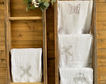 Handprinted muslin blanket
