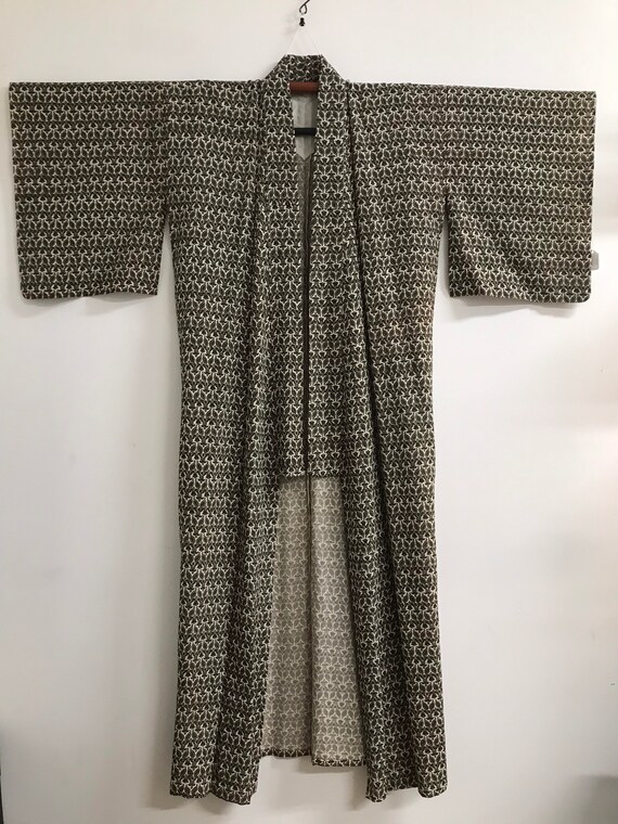 Olive Green Vintage Hitoe-Kimono