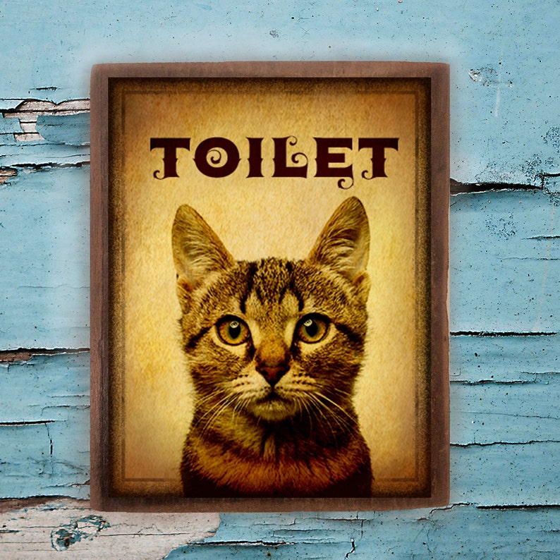 Restroom Sign cat Sign Door Sign Funny Sign Decor | Etsy