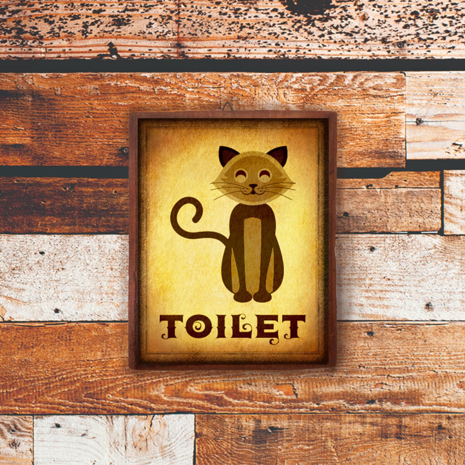 Restroom Sign cat Sign Door Sign Funny Sign Decor Etsy