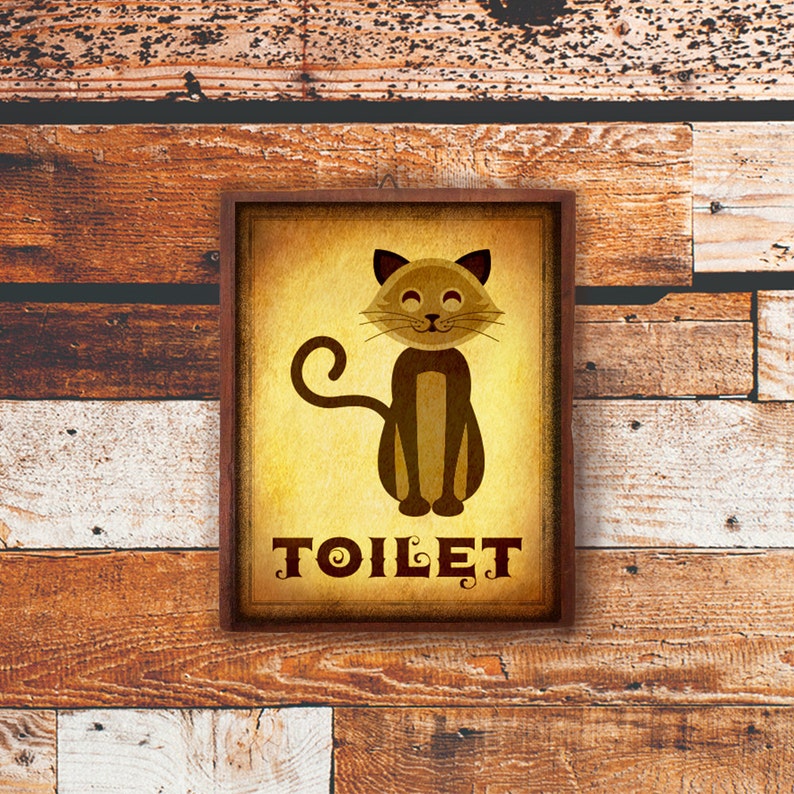 Restroom Sign cat Sign Door Sign Funny Sign Decor | Etsy