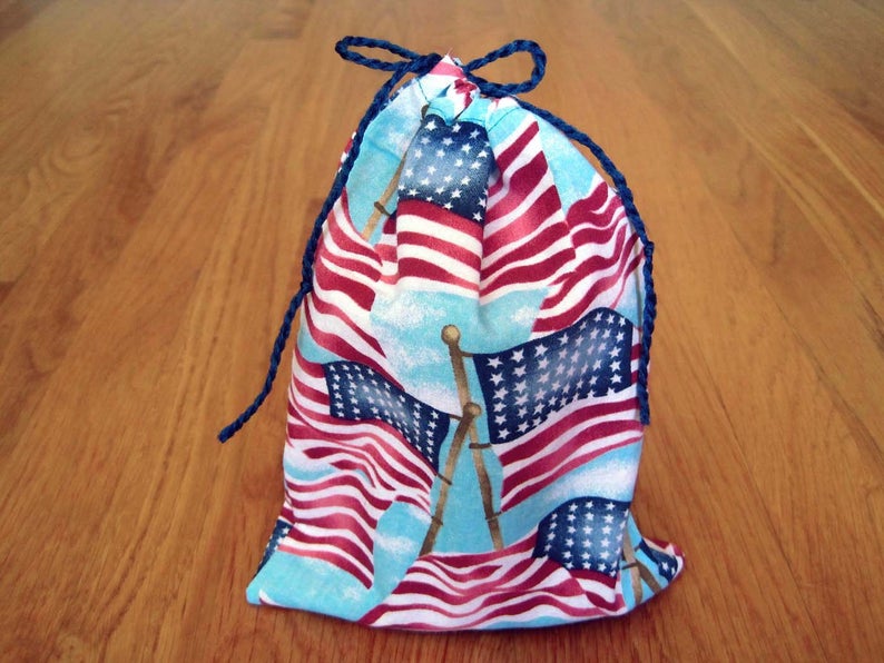 Patriotic Drawstring Bags 6x8 Flying Flags Red Stripes White image 0