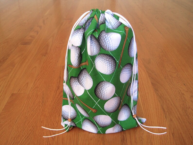 Novelty Drawstring Bag 8x12 GREEN White Golf Balls Brown Etsy