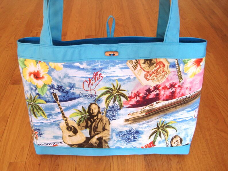 Jumbo Tote Bag Stephen Stills Hawaiian Tropical Blue Sky Ocean image 0