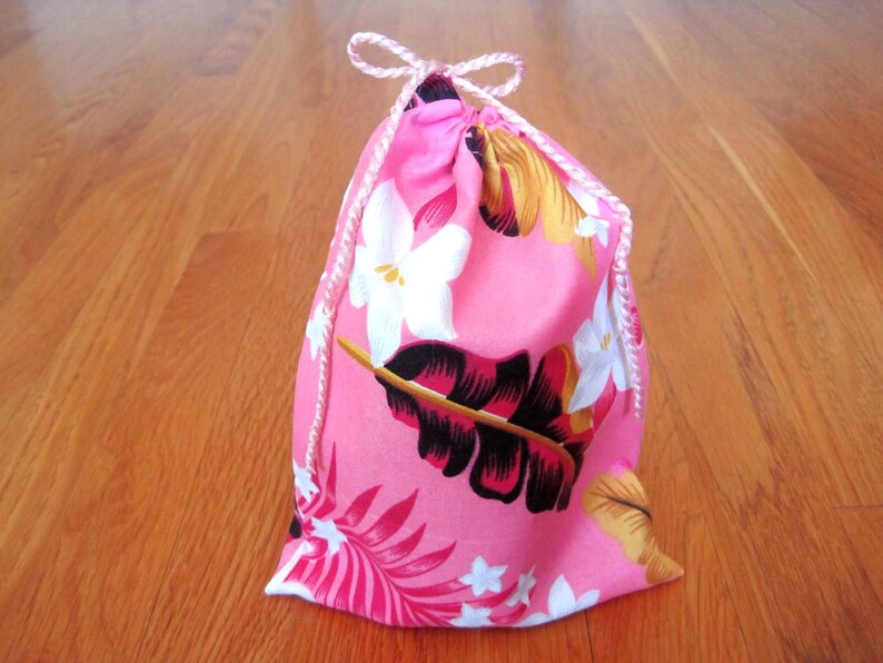 Hawaiian Drawstrings 6x8 Peppermint PINK White Yellow Star image 0