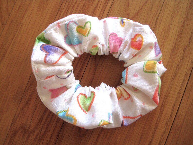 Valentine Scrunchie WHITE Pink Green Yellow Purple Orange image 5