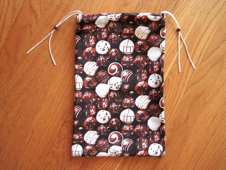 Novelty Drawstring 8x12 BROWN Dark Milk WHITE Chocolate Candy image 0