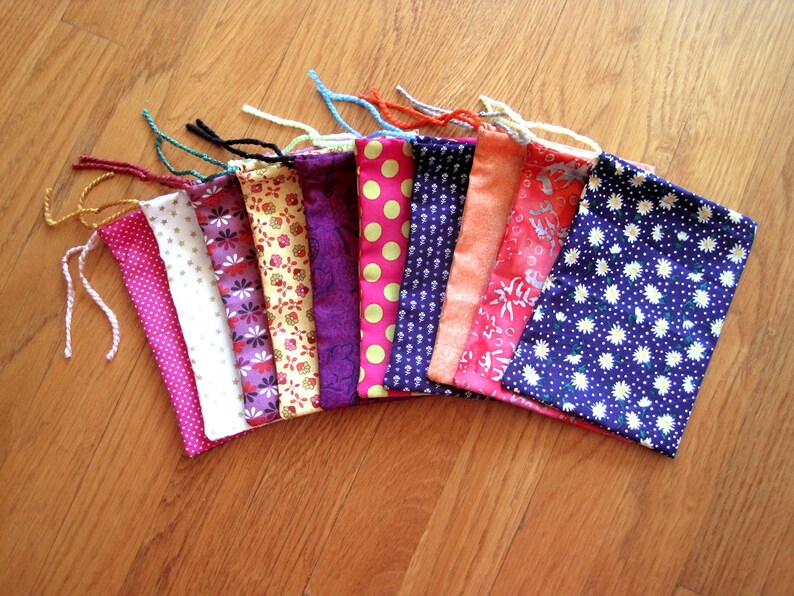 Assorted Mini Pouches 4x6 SET of 10 Flowers Polka Dots Paisley image 0