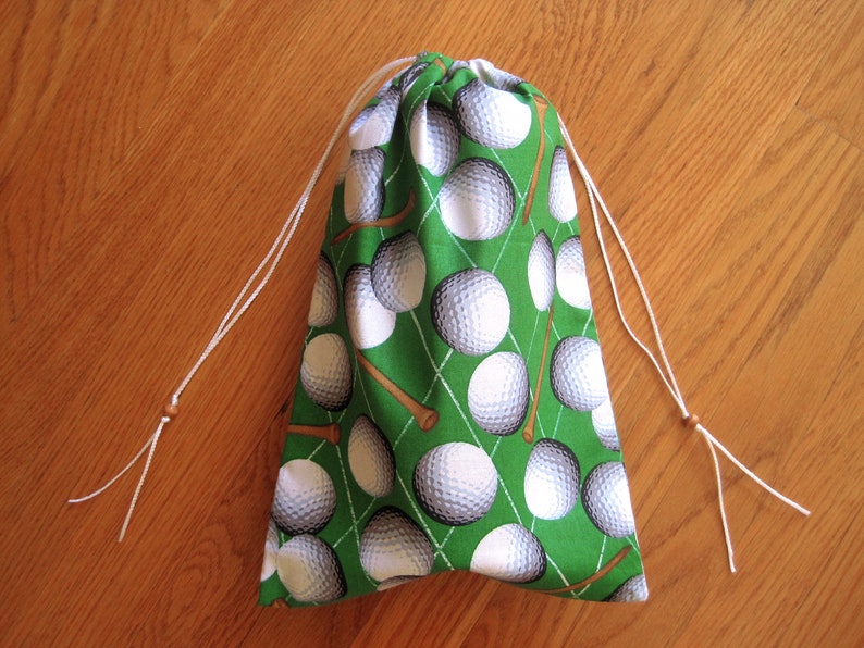 Novelty Drawstring Bag 8x12 GREEN White Golf Balls Brown Etsy