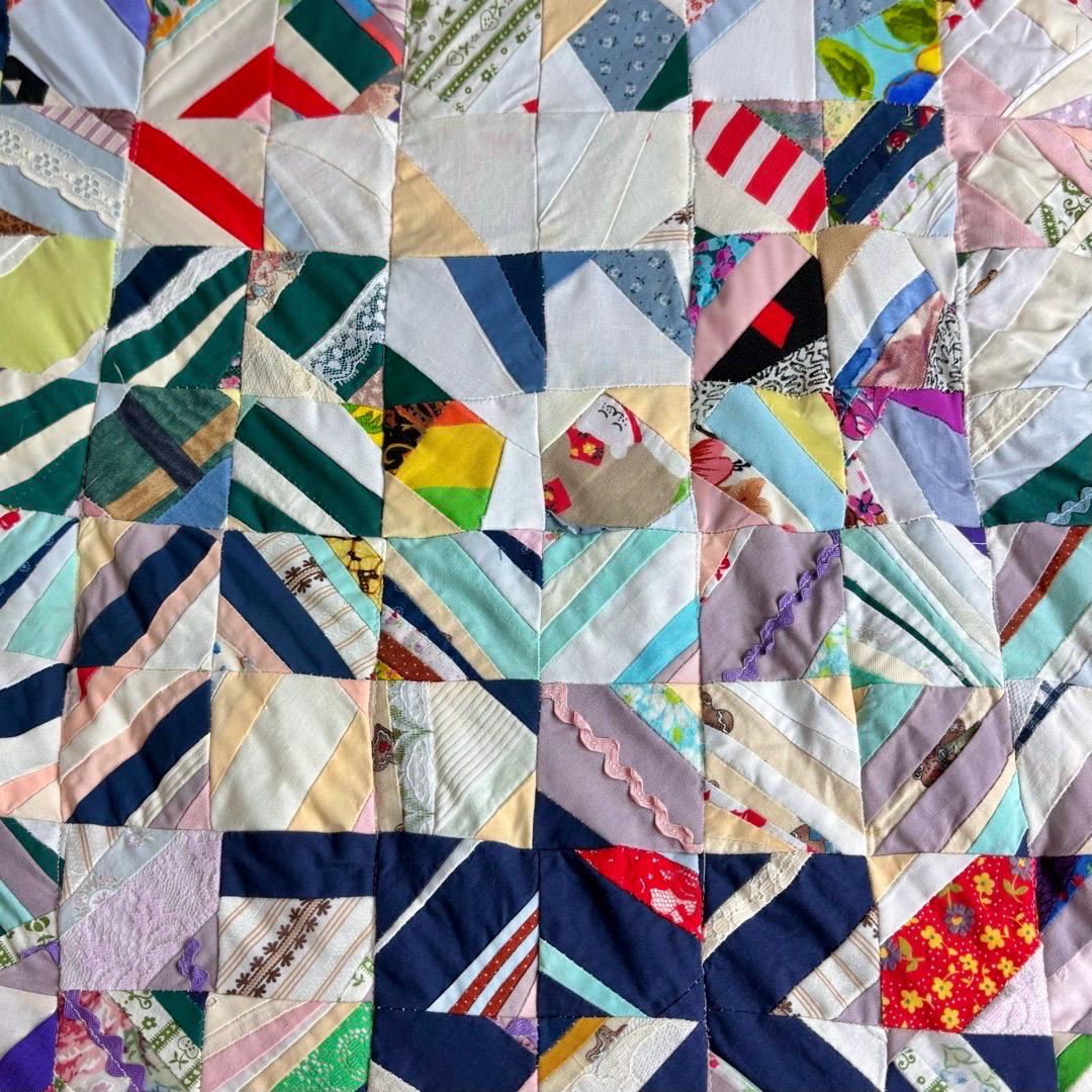 Quilt - Handmade Scrappy Block Textured With Lace and Rickrack - Etsy