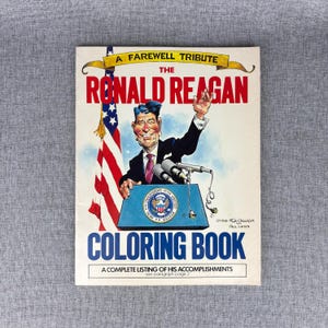 Satire politique vintage des années 80, livre de coloriage Ronald Reagan image 1