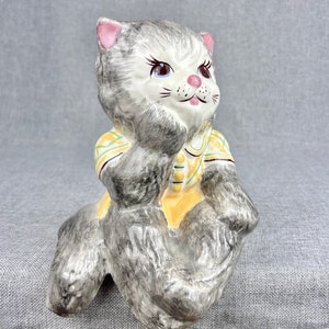 Vintage Anthropomorphic Ceramic Cat Shelf Sitter Figure