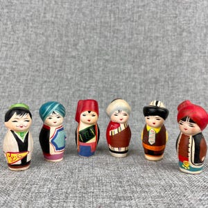 Vintage Set of Miniature Chinese Folk Art Clay Dolls