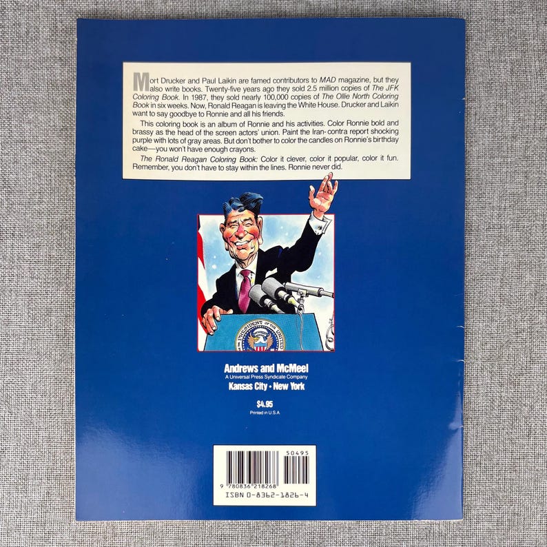 Satire politique vintage des années 80, livre de coloriage Ronald Reagan image 6