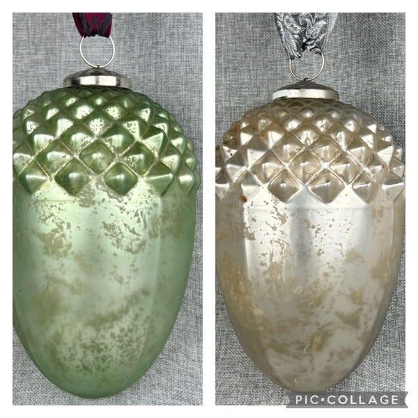 Adorno de bellota de vidrio con mercurio estilo Kugel (grande, 8 pulgadas)