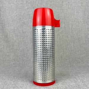 Vintage Mid Century Aladdin Aluminum Red Pint Thermos