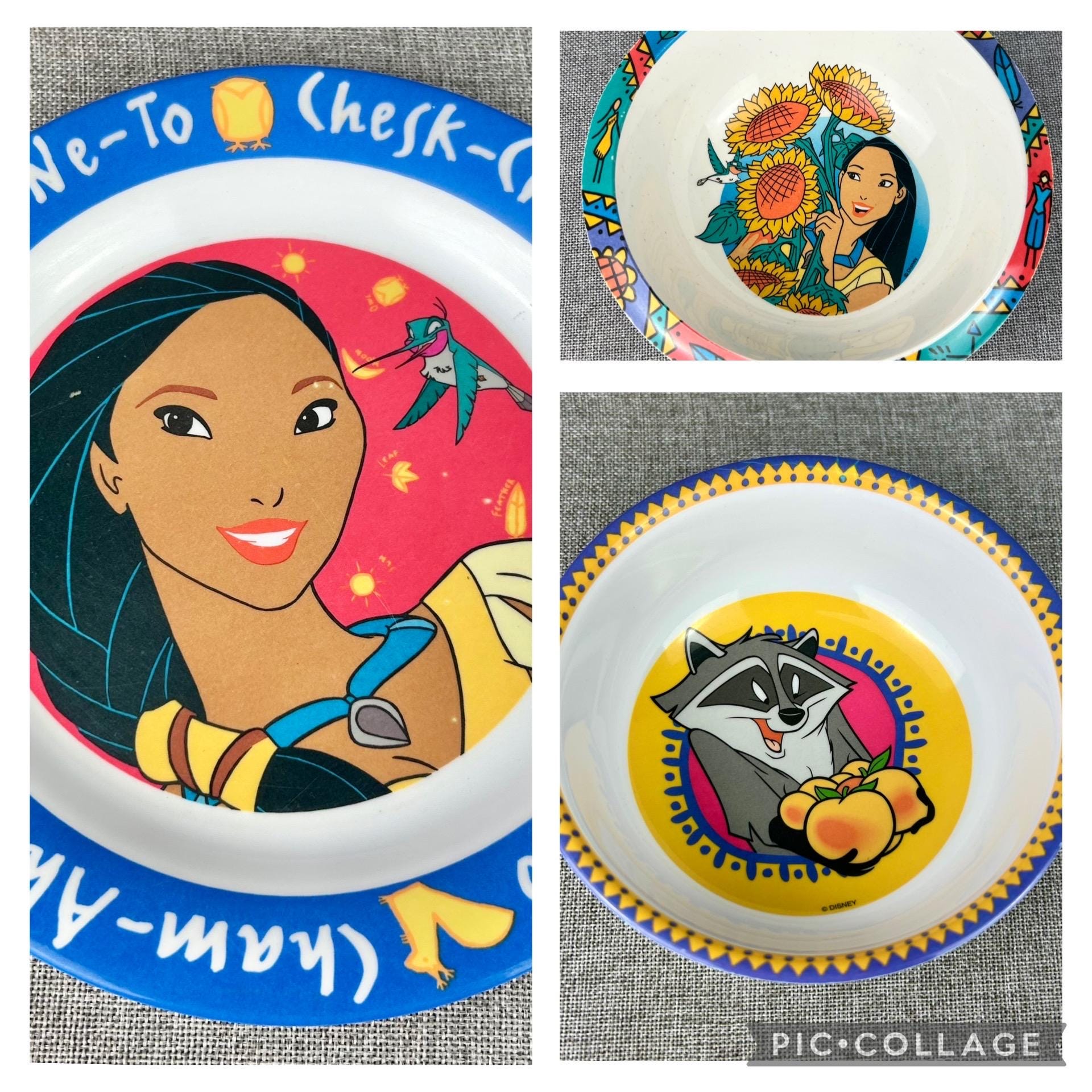 Vintage 90's Disney Pocahontas Kids Melamine Plates Bowls