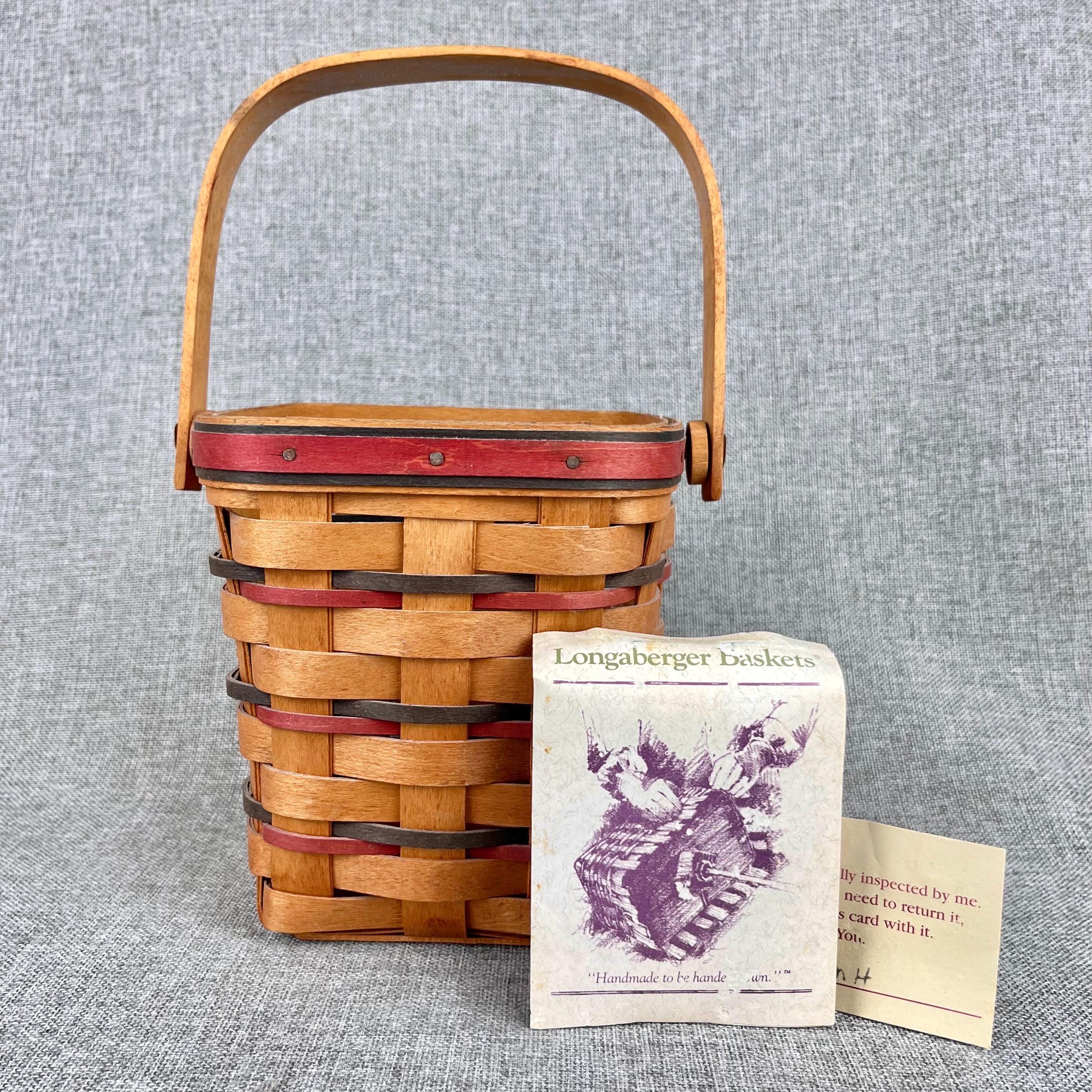 Longaberger Basket - 90's Tall Square Handled Basket - Etsy
