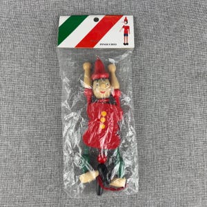 Vintage Wooden Pull-String Articulated Pinocchio Puppet Ornament
