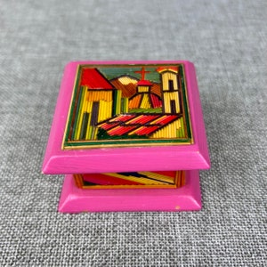 Pink Wooden Popotillo Ring Trinket Box