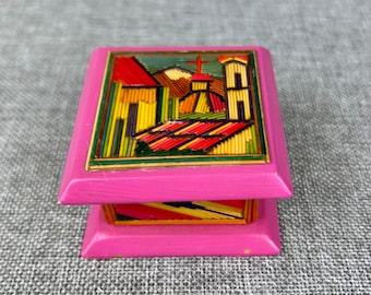 Pink Wooden Popotillo Ring Trinket Box