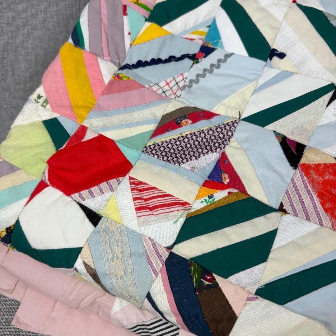 Quilt - Handmade Scrappy Block Textured With Lace and Rickrack - Etsy