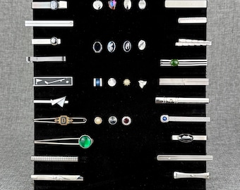 Vintage Mid Century Silver Tone Tie Clips Slides Bars Tacks