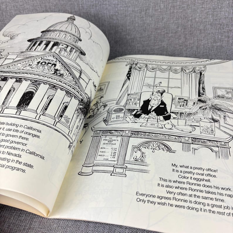 Satire politique vintage des années 80, livre de coloriage Ronald Reagan image 5