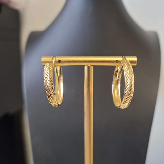 BIG 14kt Gold Hoop Earrings, Large 14k Real Gold … - image 7
