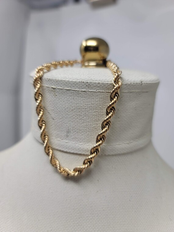 14K Gold Rope Bracelet 8 1 4 14kt Yellow Real Gold Vintage