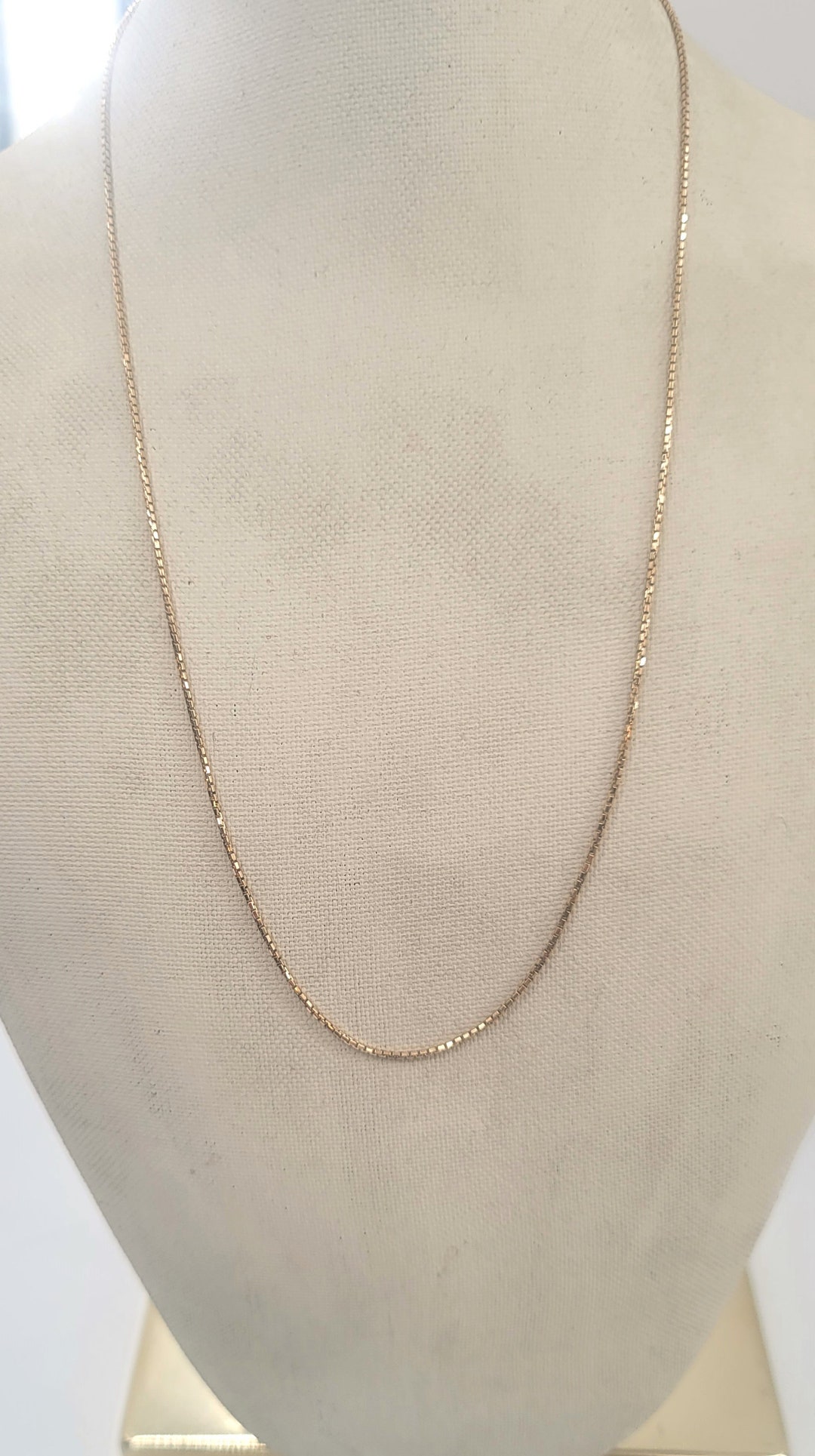 14k Italy, Gold Chain, 20, 14kt Yellow Gold Box Chain Necklace, Real