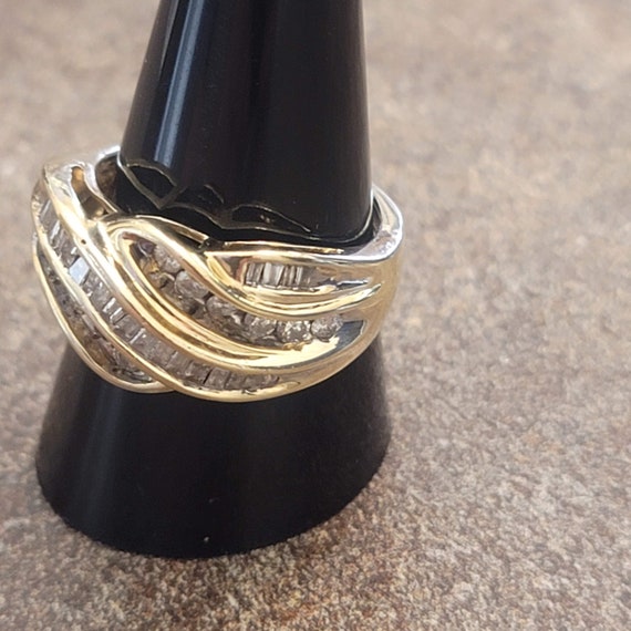 14K Gold Diamond Ring, 9 3/4, Baguette Diamonds, … - image 4