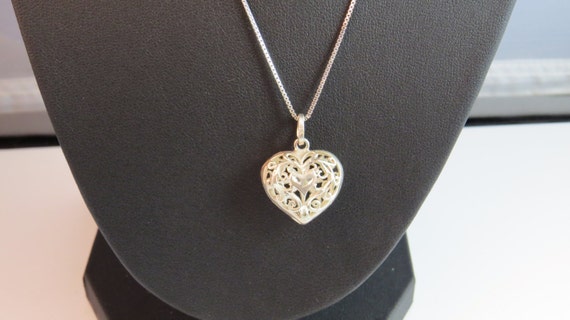 Sterling Silver 925 Chain Ornate Heart Vintage Ne… - image 3