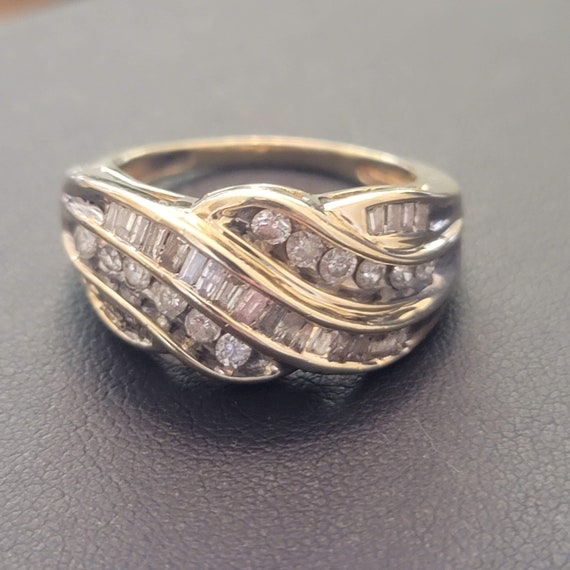 14K Gold Diamond Ring, 9 3/4, Baguette Diamonds, … - image 1