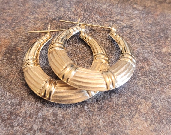 Gold 14k Hoop Earrings Vintage Fine Jewelry inv 928 Puffy Hoops Real Gold