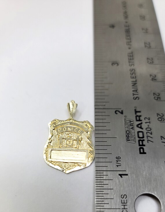 14k Gold Police Pendant Charm, 14kt Yellow Gold P… - image 3