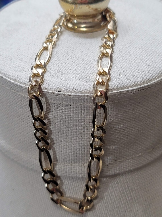 14kt Italy Figaro Gold Chain Bracelet, Genuine 14k