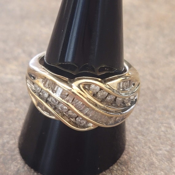 14K Gold Diamond Ring, 9 3/4, Baguette Diamonds, … - image 2