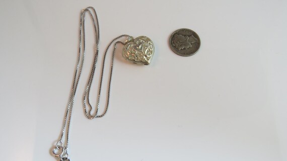 Sterling Silver 925 Chain Ornate Heart Vintage Ne… - image 5